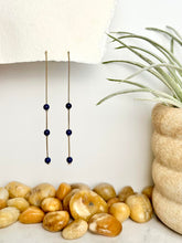 lapis lazuli beaded dangle earrings