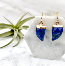lapis lazuli horn earrings