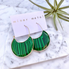 malachite hoop earrings