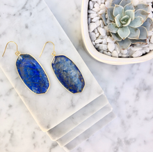 lapis lazuli long oval dangle earrings