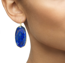 lapis lazuli long oval dangle earrings