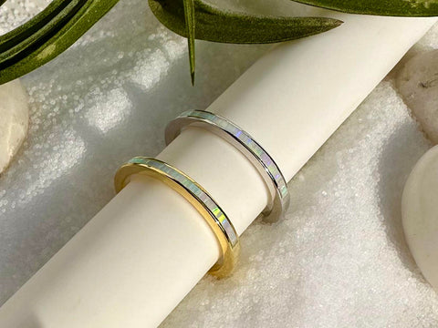 fire opal slice ring