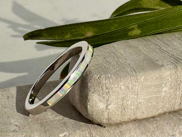 fire opal slice ring