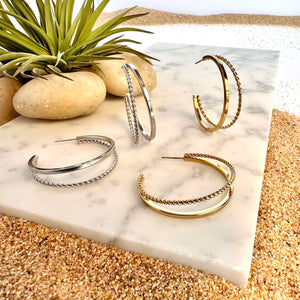 double twist hoop earrings