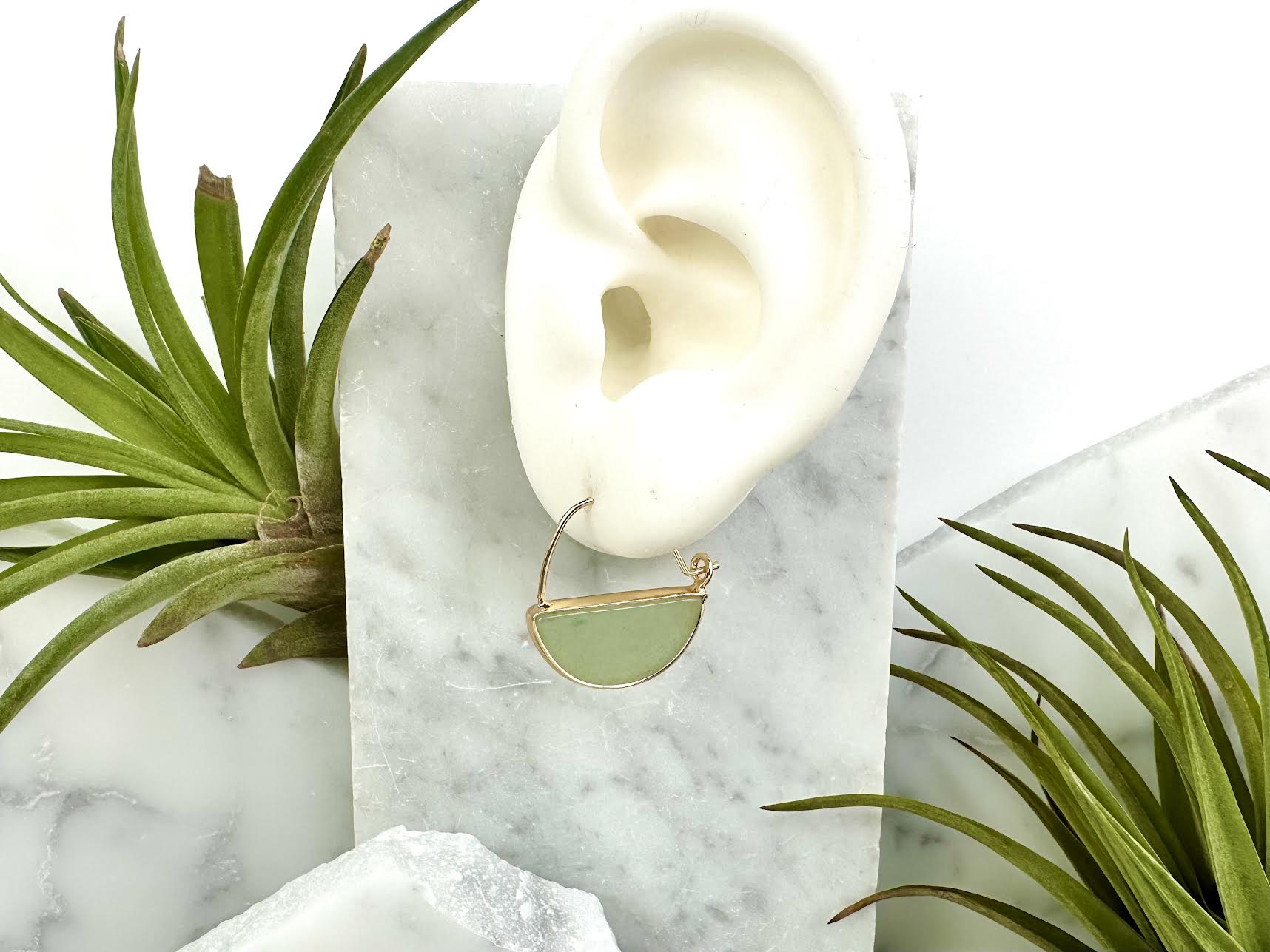 jade mini hoop earrings