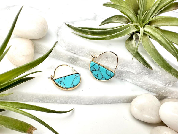 turquoise mini hoop earrings