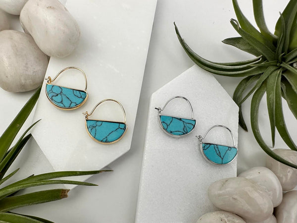 turquoise mini hoop earrings