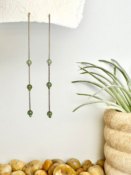 jade beaded dangle earrings