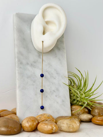 lapis lazuli beaded dangle earrings