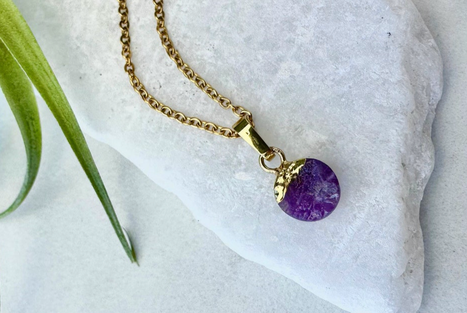 raw amethyst necklace