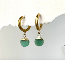 aventurine huggie hoop earrrings