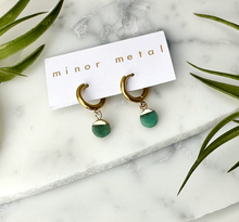 aventurine huggie hoop earrrings