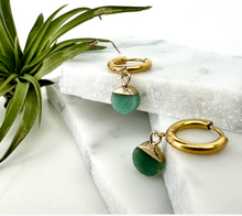 aventurine huggie hoop earrrings