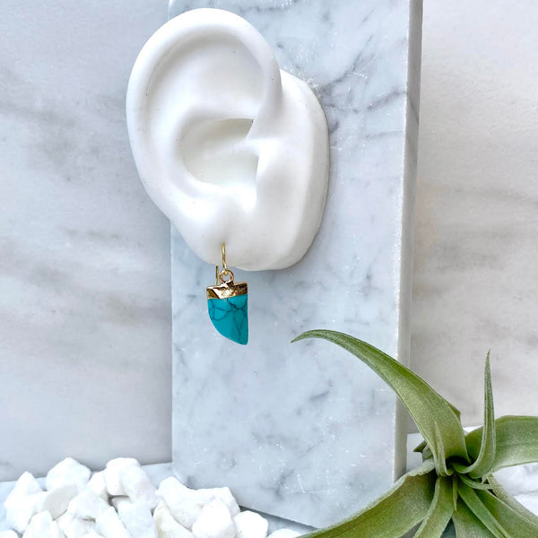 turquoise horn earrings