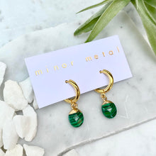 malachite huggie earrings