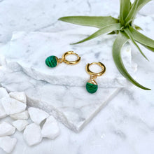 malachite huggie earrings