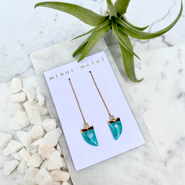 turquoise horn threader earrings