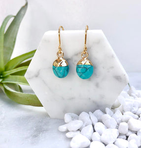 tiny turquoise drop earrings