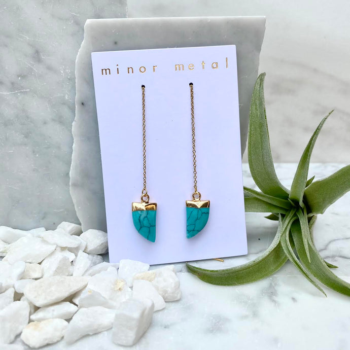 turquoise horn threader earrings