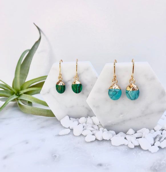 tiny turquoise drop earrings