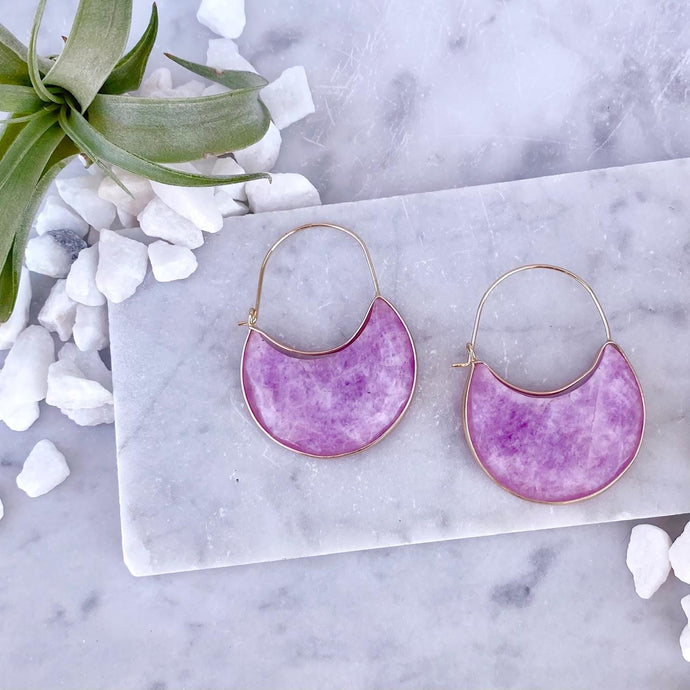 amethyst stone hoop earrings