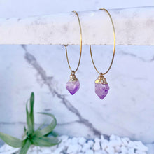 raw amethyst hoop earrings