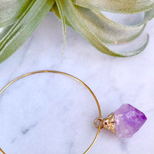 raw amethyst hoop earrings