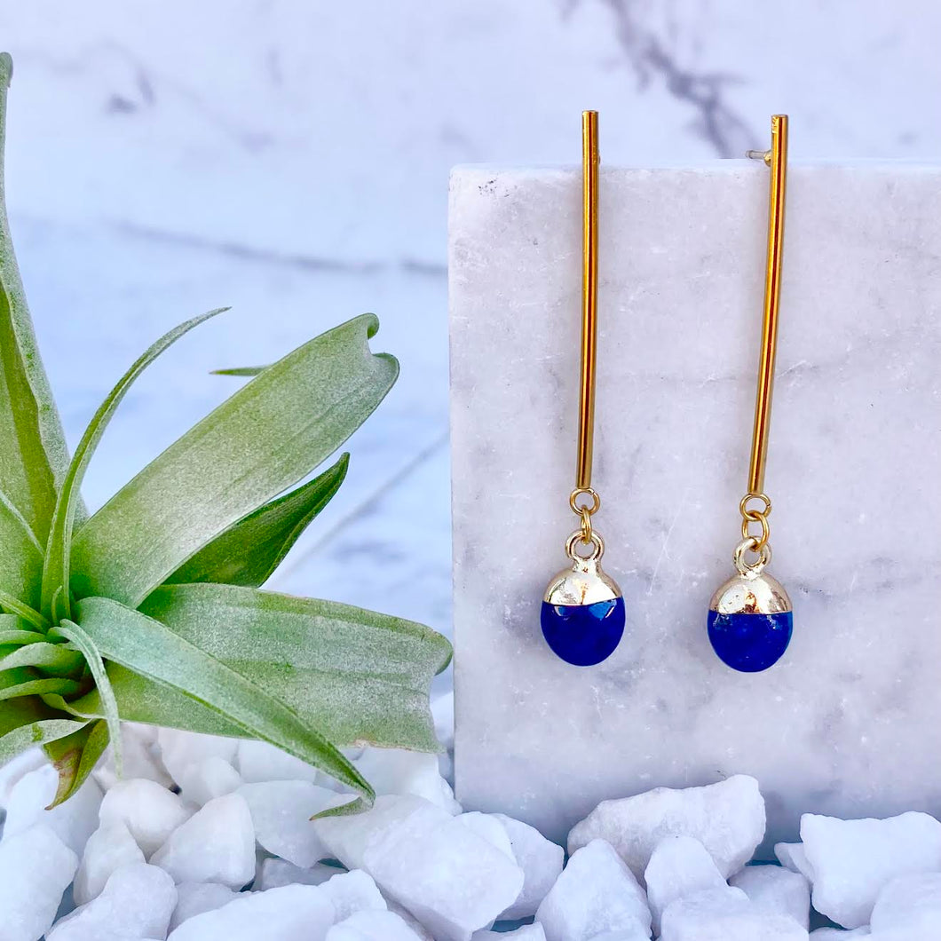 lapis sticks and stones earring