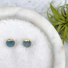 aquamarine circle stud earring