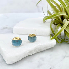 aquamarine circle stud earring