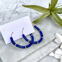 lapis lazuli beaded hoop earrings