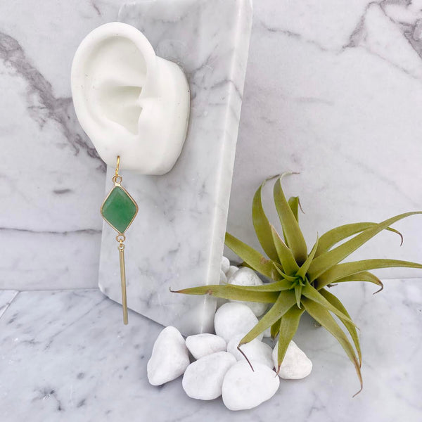 jade diamond bar earrings