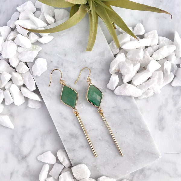 jade diamond bar earrings