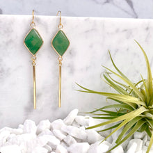 jade diamond bar earrings