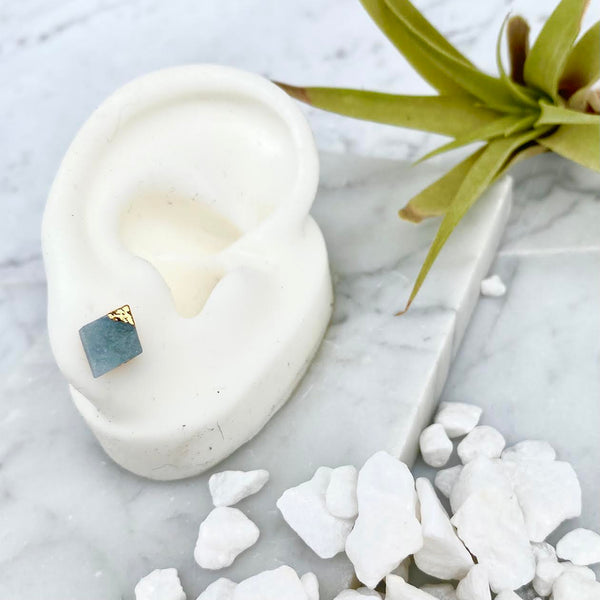 aquamarine diamond stud earrings