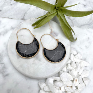 black agate hoop earrings