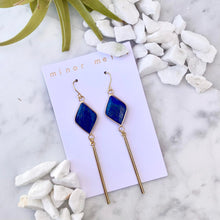 lapis lazuli diamond bar earrings