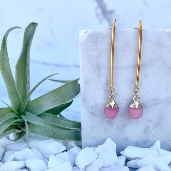 rose quartz sticks and stones earring