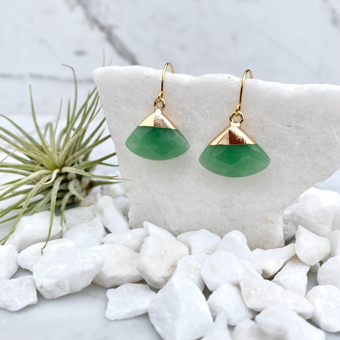 jade fan earrings