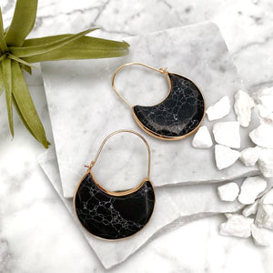 black agate hoop earrings