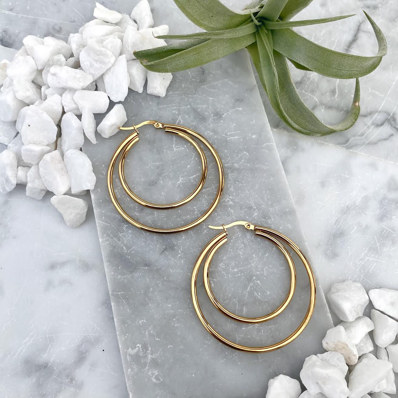 gold double hoop earrings