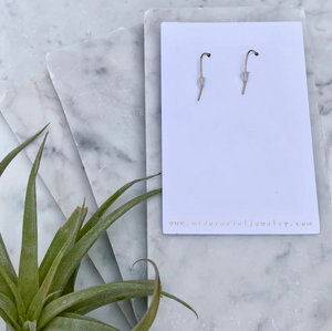 rose quartz diamond bar earrings