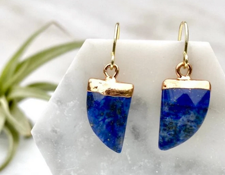 lapis lazuli horn earrings