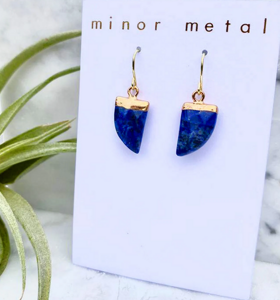 lapis lazuli horn earrings
