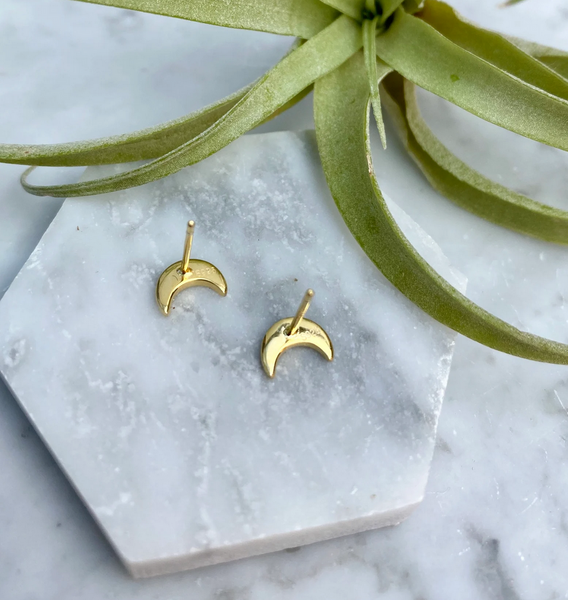 opal crescent stud earrings