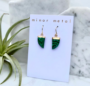 malachite horn drop earrings