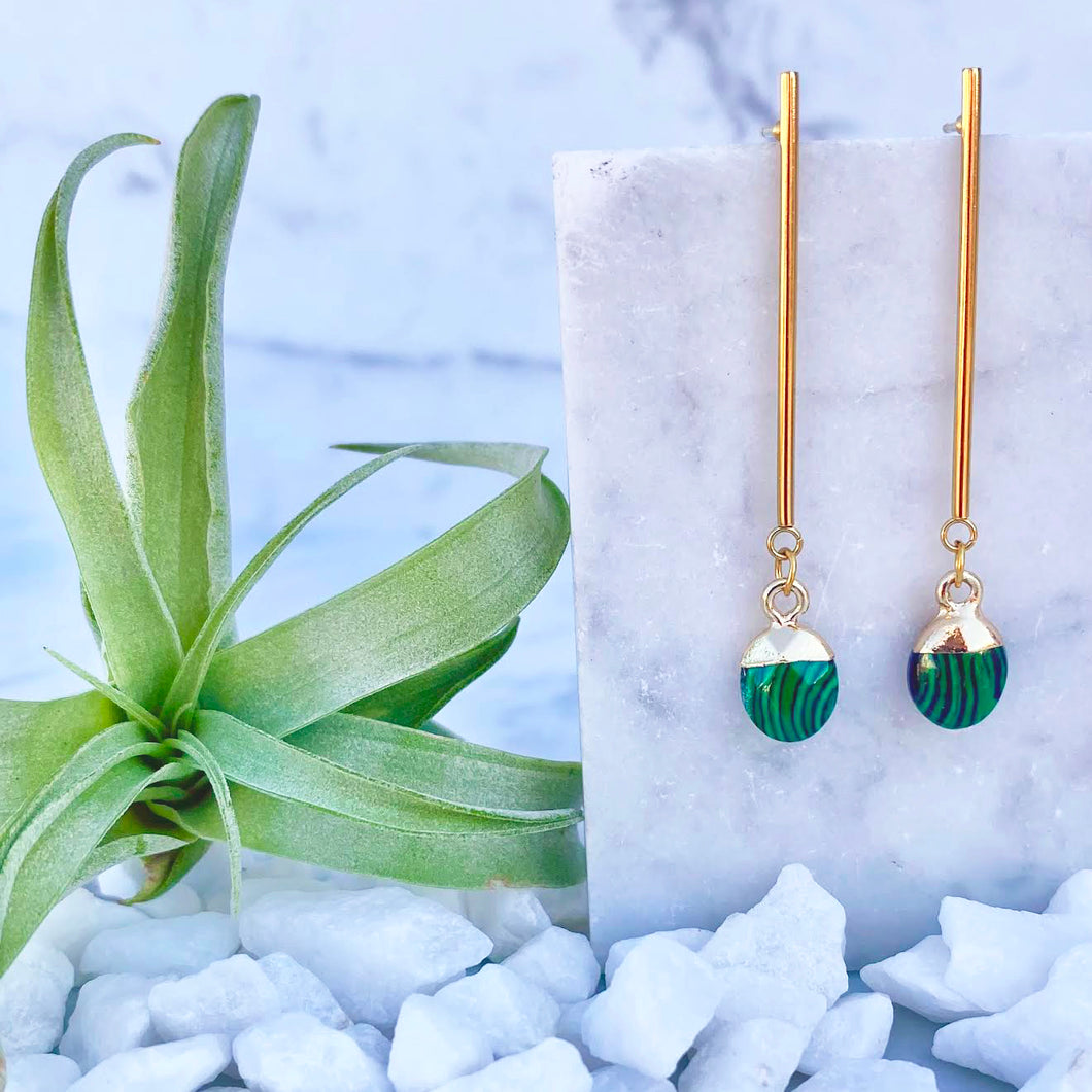 malachite sticks and stones earring