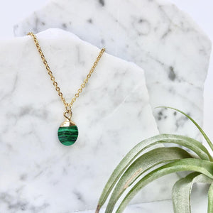 gold-dipped malachite drop necklace