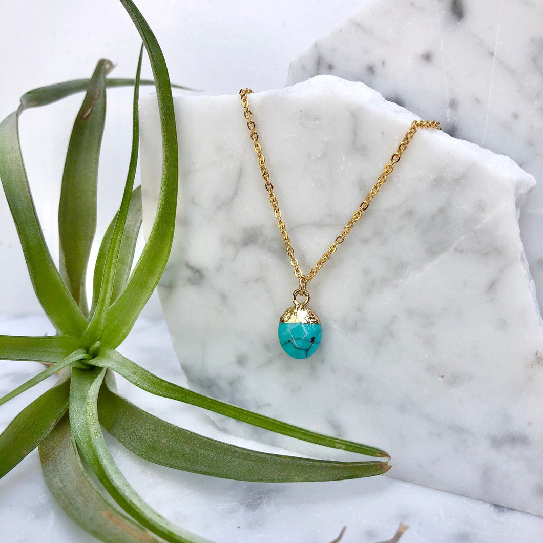 gold-dipped turquoise drop necklace