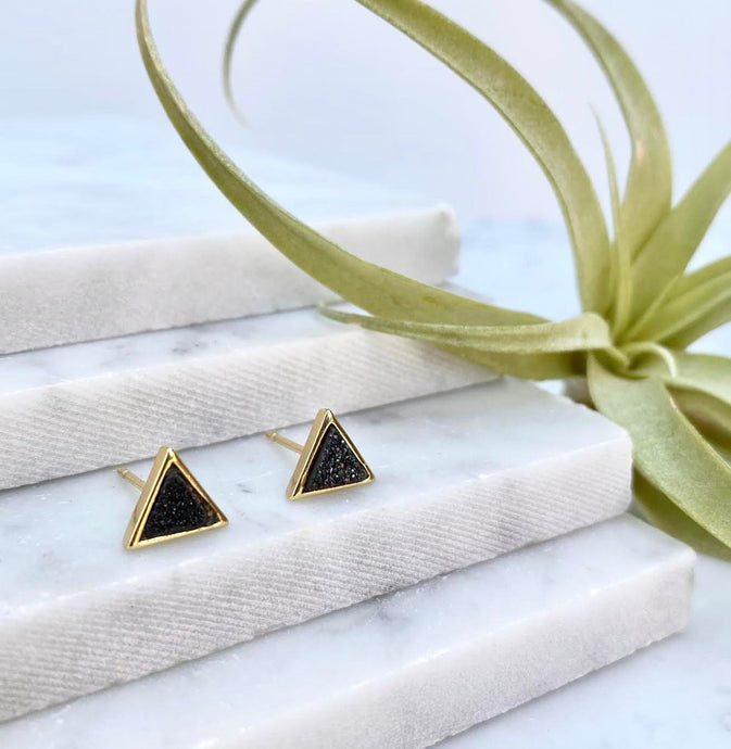 triangle druzy studs